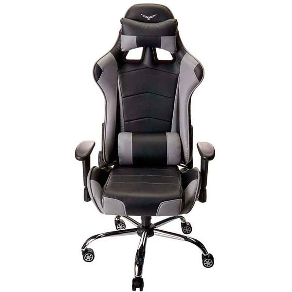 SILLA GAMER NACEB SOLDIER PIEL SINTETICA, RECLINABLE, SOPORTE LUMBAR Y CERVICAL COLOR NEGRO CON GRIS