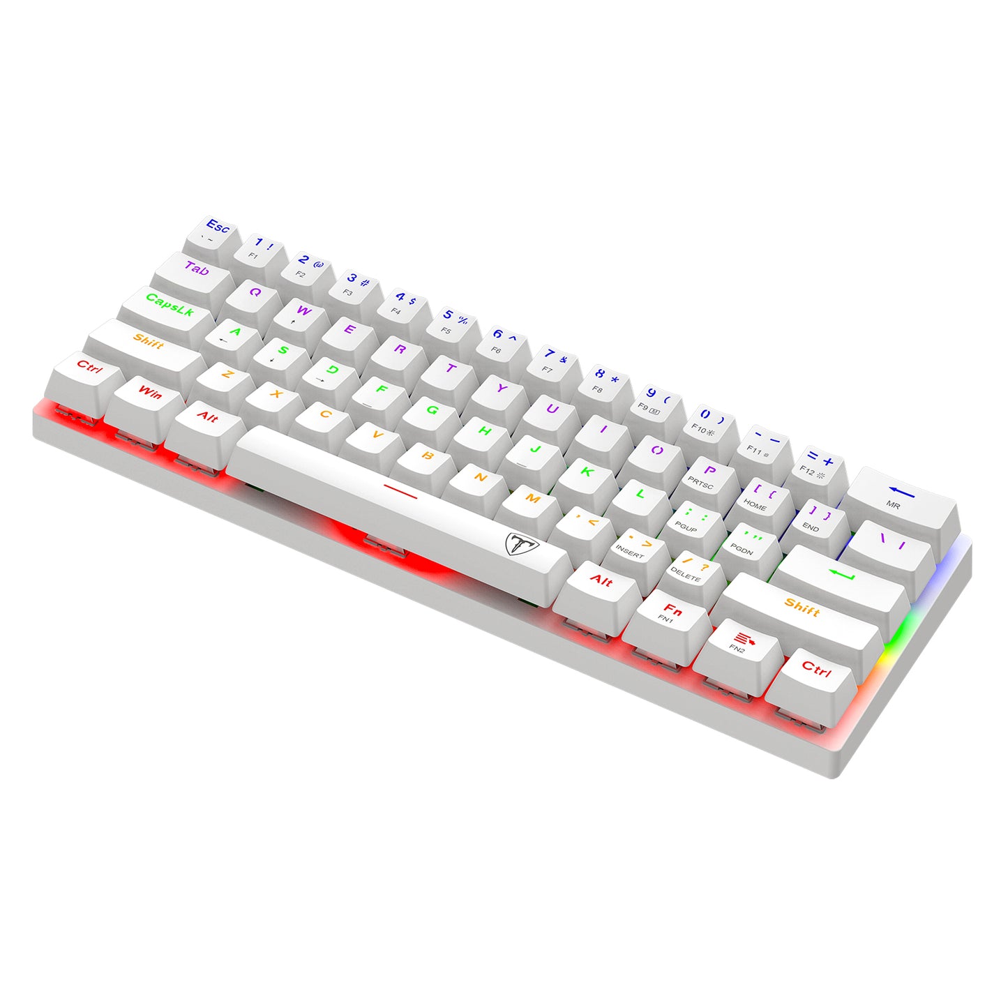 TECLADO MECANICO T-DAGGER ARENA RAINBOW BLANCO 60% SWITCH BROWN T-TGK322