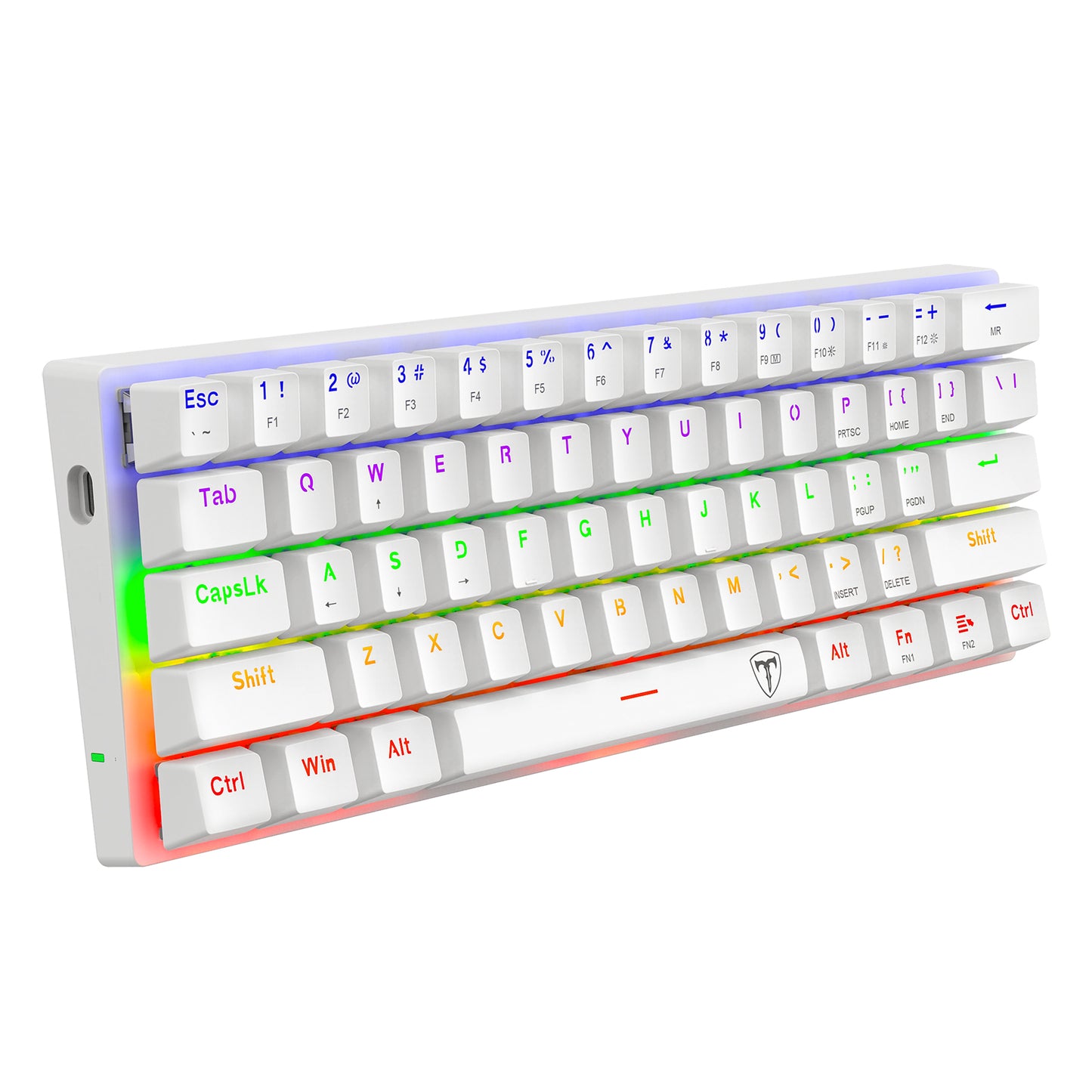 TECLADO MECANICO T-DAGGER ARENA RAINBOW BLANCO 60% SWITCH BROWN T-TGK322