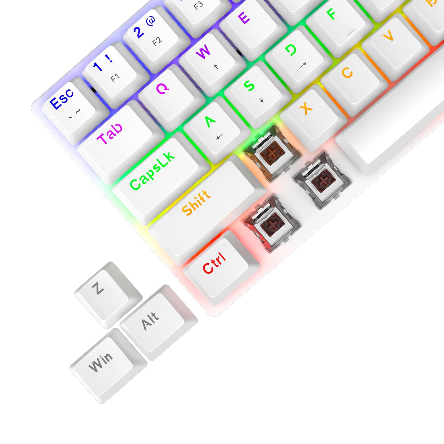 TECLADO MECANICO T-DAGGER ARENA RAINBOW BLANCO 60% SWITCH BROWN T-TGK322