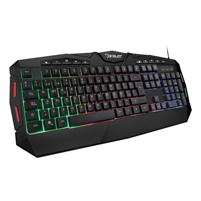 TECLADO GAMING OCELOT MEMBRANA NEGRO RGB OGEK03