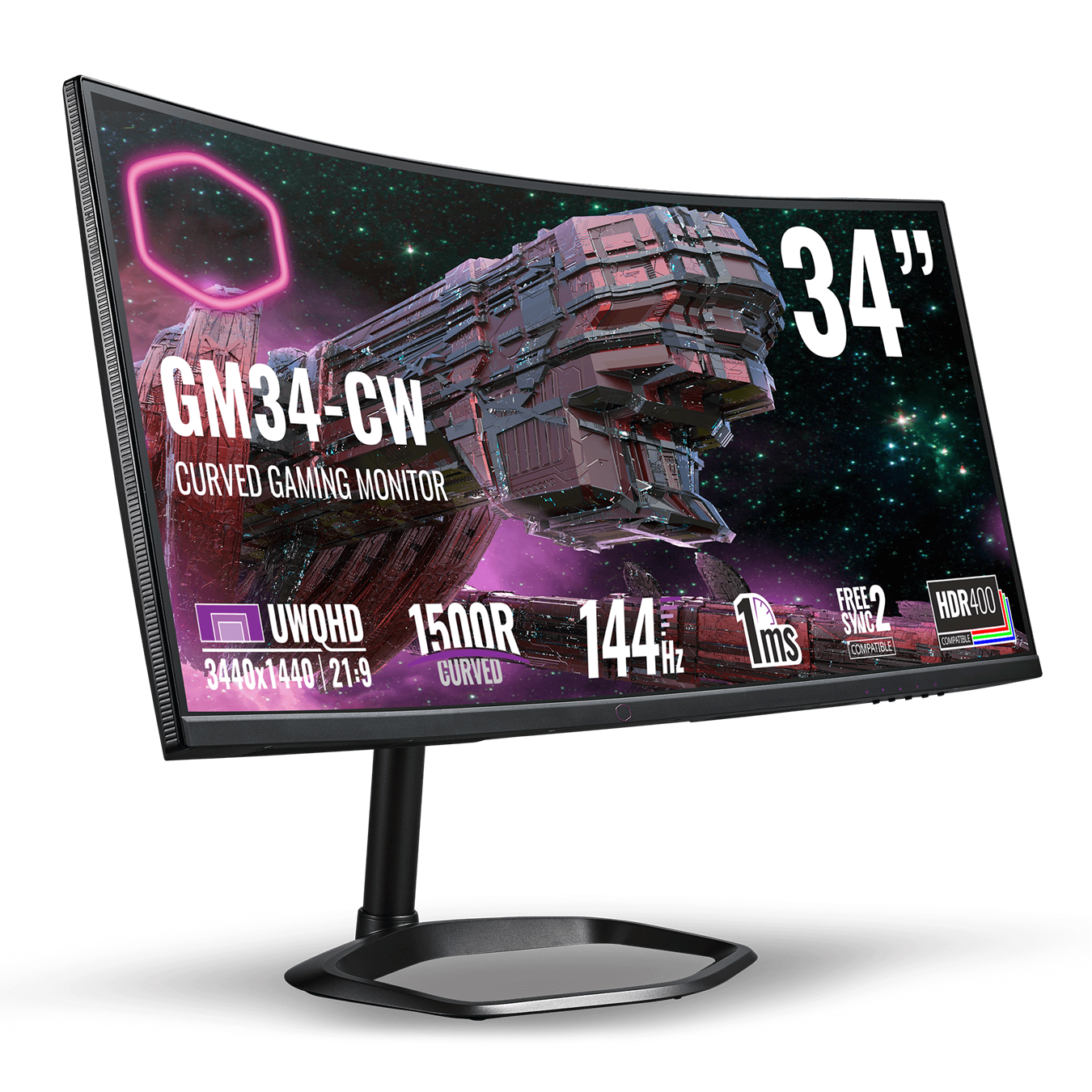 MONITOR CURVO COOLER MASTER 34" 3440X1440 144HZ ULTRAWIDE QHD 0.5MS CMI-GM34-CWQA