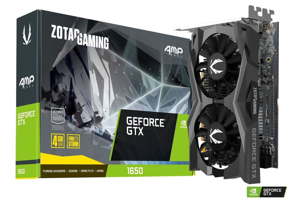 TARJETA DE VIDEO ZOTAC GEFORCE GTX 1650 AMP CORE 4GB DDR6 128 BITS ZT-T16520J-10L