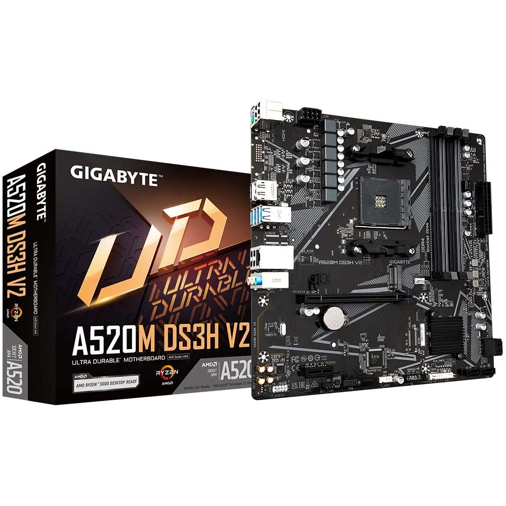 TARJETA MADRE GIGABYTE A520M DS3H V2 AM4 4xDDR4 MATX