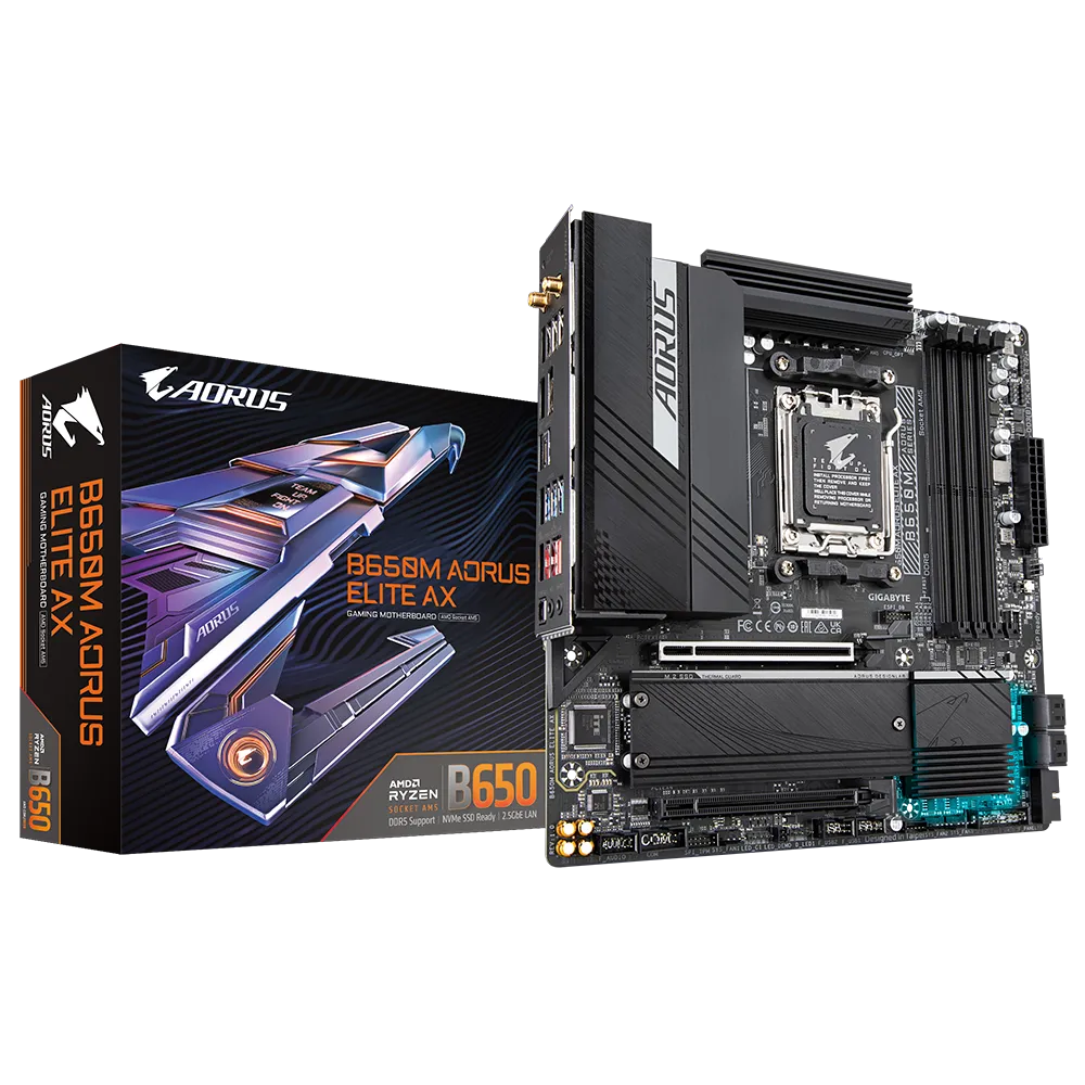 TARJETA MADRE GIGABYTE B650M AORUS ELITE AX AM5 4xDDR5 MATX