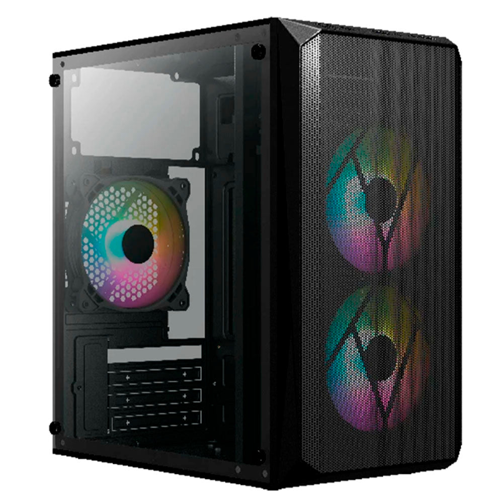 GABINETE ACTECK DOOM GI630 MICRO TORRE MATX CON FUENTE 500W VENTILADOR RGB PANEL ACRILICO NEGRO AC-935739