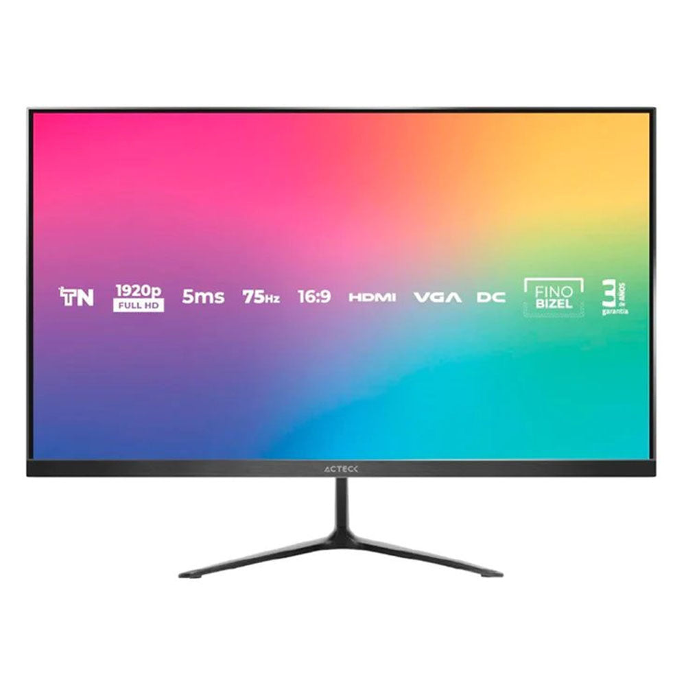 MONITOR ACTECK CAPTIVE VIVID SP270 27" PLANO FULLHD FLAT 75HZ 5MS VGA HDMI NEGRO AC-935845