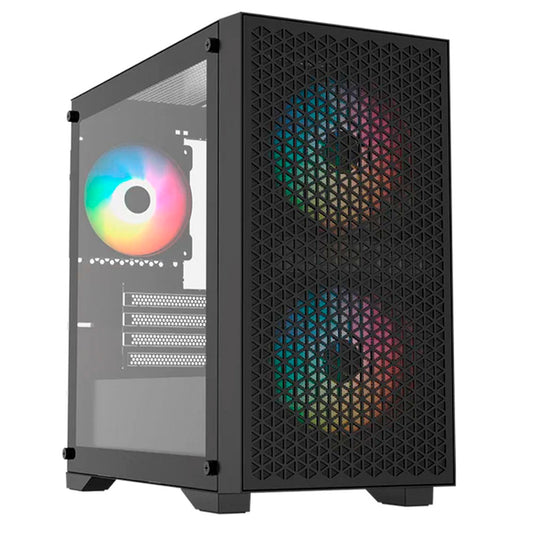 GABINETE BALAM RUSH CARBONO AIRCOOL 4000A MATX USB3.0 PANEL MESH 3VENT NEGRO BR-938853