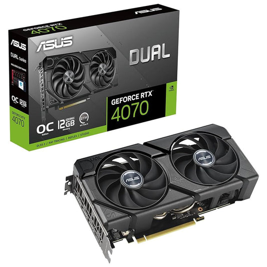 TARJETA DE VIDEO ASUS (DUAL-RTX4070-O12G-EVO) DDR6, 192 BIT,PCI-E 4.0,HDMI 2.1,3*DP1.4A,DUAL FAN