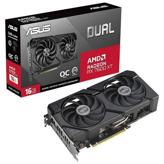 TARJETA DE VIDEO ASUS (DUAL-RX7600XT-O16G) GDDR6,PCI-E 4.0,HDMI ,3*DP, DUAL FAN