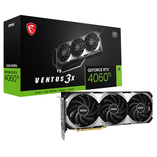 TARJETA DE VIDEO MSI GEFORCE RTX 4060TI VENTUS 3X OC 16GB GDDR6 HDMI 3xDP