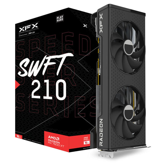 TARJETA DE VIDEO XFX (RX-76TSWFTFP) SPEEDSTER SWFT 210 RADEON RX7600XT,16GB GDDR6, 2359MHZ,3*DP,HDMI