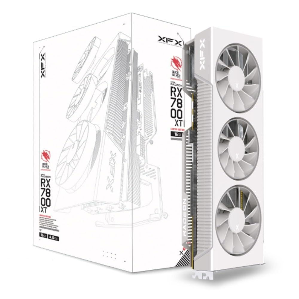 TARJETA DE VIDEO XFX (RX-78TMAIRW9) QUICKSILVER RX7800XT,16GB GDDR6,3*DP,HDMI,MAGNETIC AIR,BLANCA