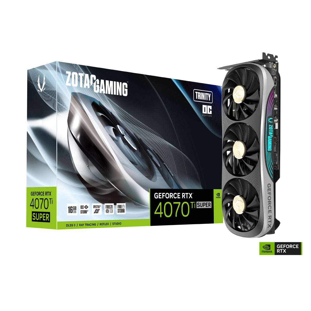 TARJETA DE VIDEO ZOTAC (ZT-D40730J-10P) RTX 4070TI SUPER OC,16GB,GDDR6X,16*PCI,3*DP,3*FAN