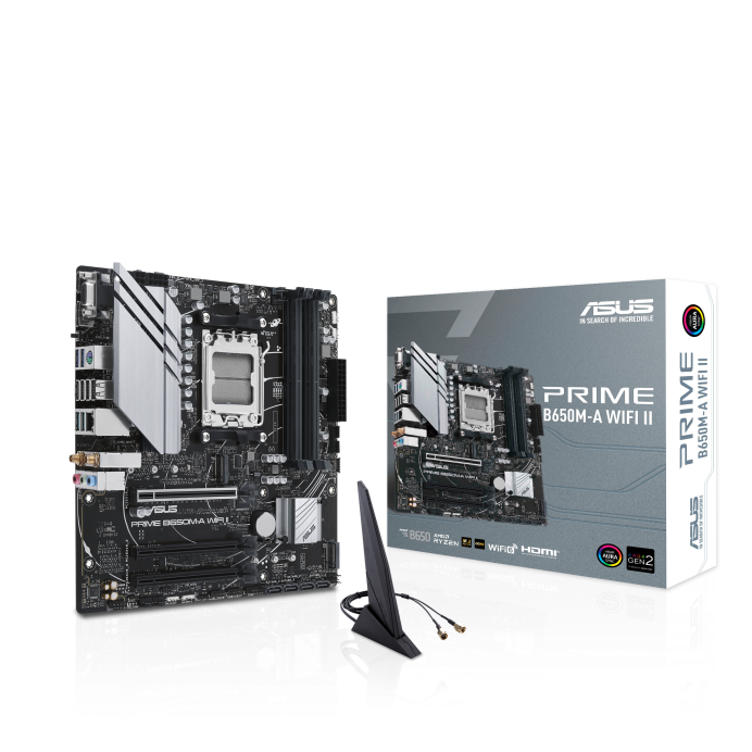 TARJETA MADRE ASUS PRIME B650M-A WIFI II AM5 4xDDR5 PCIE-4.0 WIFI6 MATX