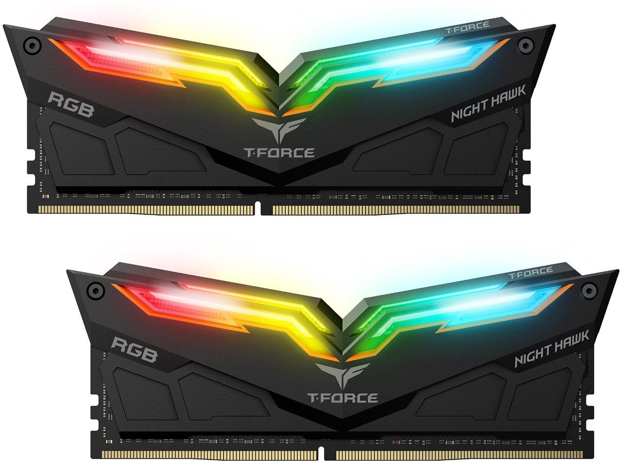 MEMORIA RAM TEAMGROUP T FORCE NIGHT HAWK RGB 32GB 16GBX2 DDR4 3600MHZ NEGRO TF14D432G3600HC18JDC01