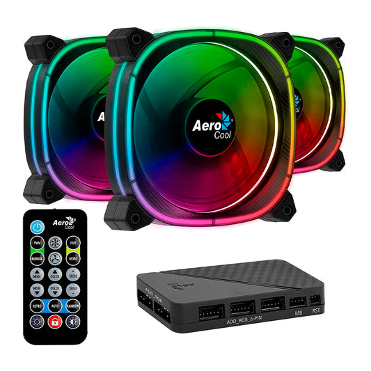 KIT 3 VENTILADORES AEROCOOL 120MM ASTRO 12 PRO ARGB 4710562750164