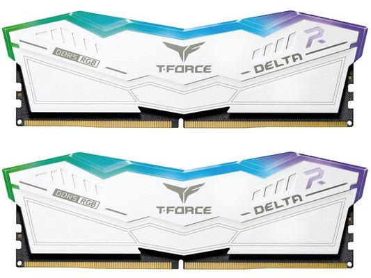 MEMORIA RAM TEAMGROUP T FORCE DELTA RGB 32GB 16GBX2 DDR5 5200MHZ BLANCO FF4D532G5200HC40C