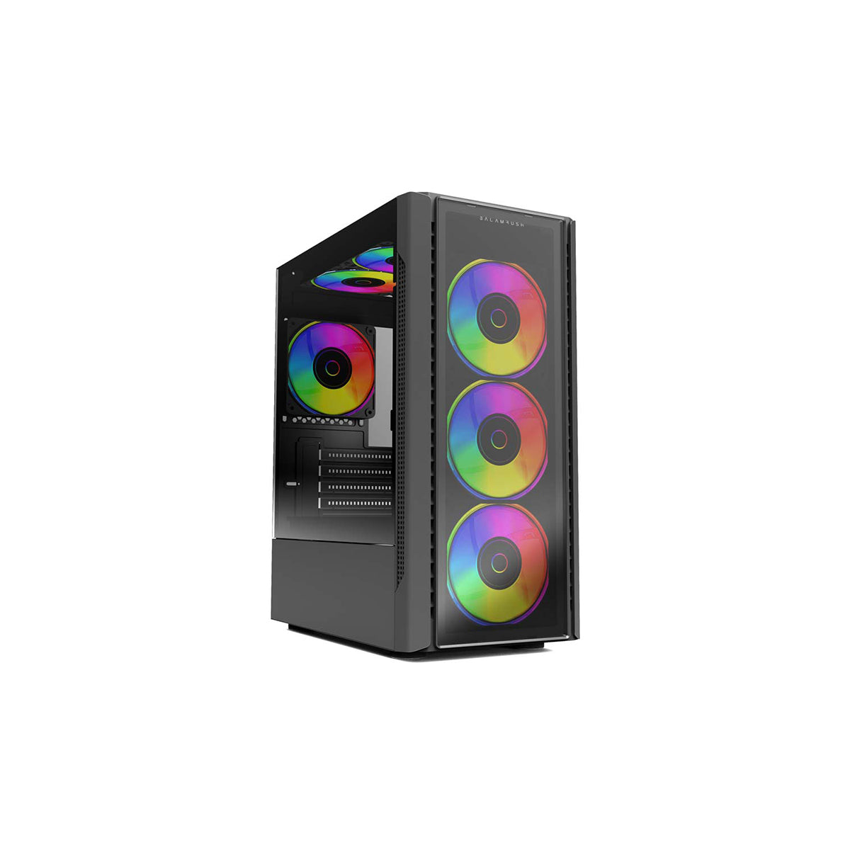 GABINETE BALAM RUSH (BR-936057) DRAGONFLY II CRYSTAL GM745S,MICRO ATX,1*USB 3.0,CRISTAL TEMP,NEGRO