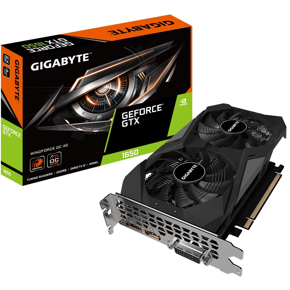 TARJETA DE VIDEO GIGABYTE NVIDIA GTX1650 4GB GDDR6 128 BITS GV-N1656WF2OC-4GD