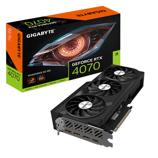 TARJETA DE VIDEO GIGABYTE (GV-N4070WF3OC-12GD) RTX 4070, 12 GB GDDR6, PCIE 4.0, HDMI, 3*DP, 3 FAN