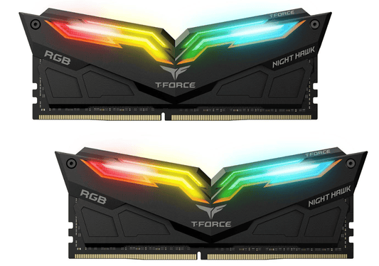 MEMORIA RAM TEAMGROUP T FORCE NIGHT HAWK RGB 16GB 8GBX2 DDR4 3600MHZ NEGRO TF14D416G3600HC18JDC01