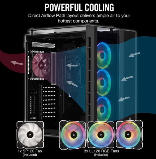 GABINETE CORSAIR (CC-9011168-WW) CRYSTAL SERIES 680X RGB VENT.VIDRIO TEMP ATX NEGRO