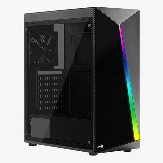 GABINETE AEROCOOL SHARD BLACK RGB CRIST TEMP ATX