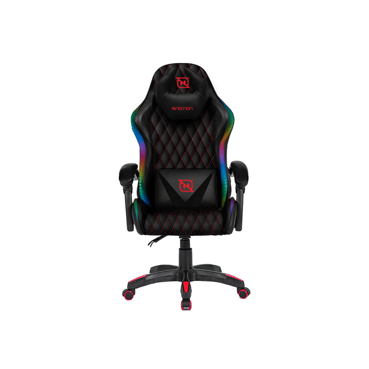 SILLA RGB NECNON (NBSGR125RG) NGS-01,PISTONCLASE 4,FOAM,RUEDA 5",COJIN LUMBAR CABEZA,NGO/ROJO