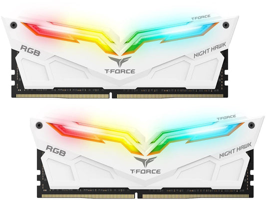 MEMORIA RAM TEAMGROUP T FORCE NIGHT HAWK RGB 32GB 16GBX2 DDR4 3600MHZ BLANCO TF15D432G3600HC18JDC01