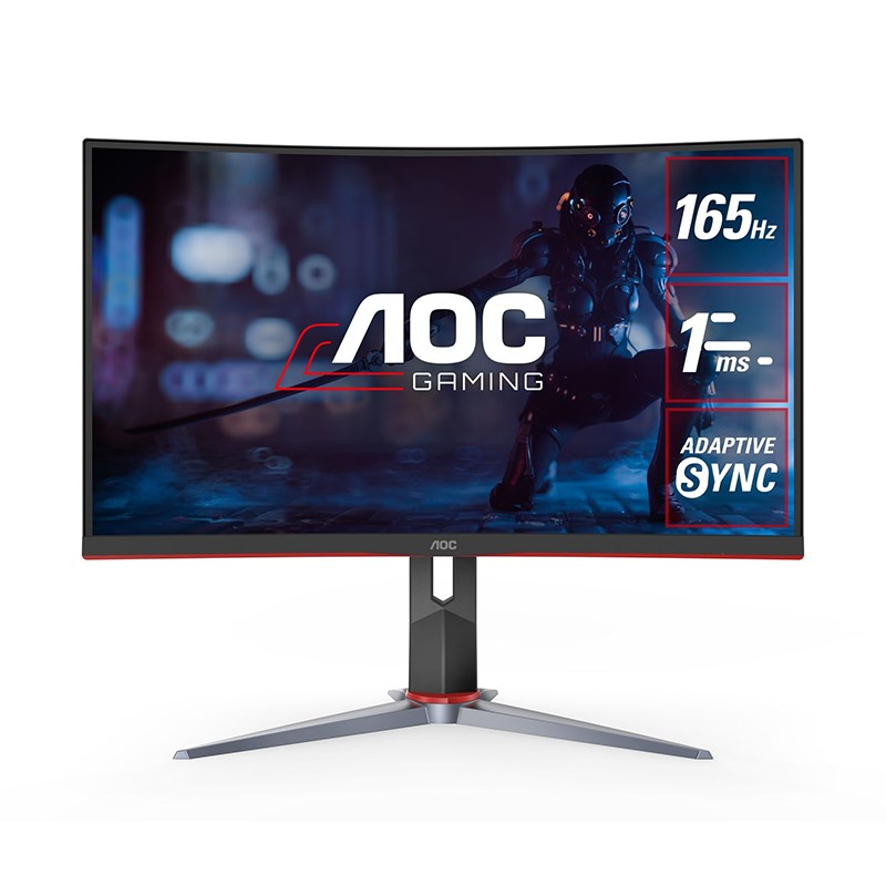 MONITOR CURVO AOC 24" NEGRO-ROJO VA HDMI VGA DP 1MS FREESYNC 165HZ 1920X1080 C24G2