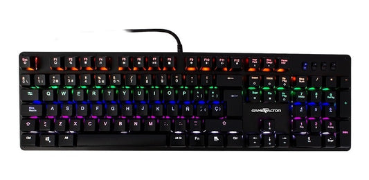 TECLADO MECANICO GAME FACTOR KBG400-RD RAINBOW SWITCH RED USB NEGRO