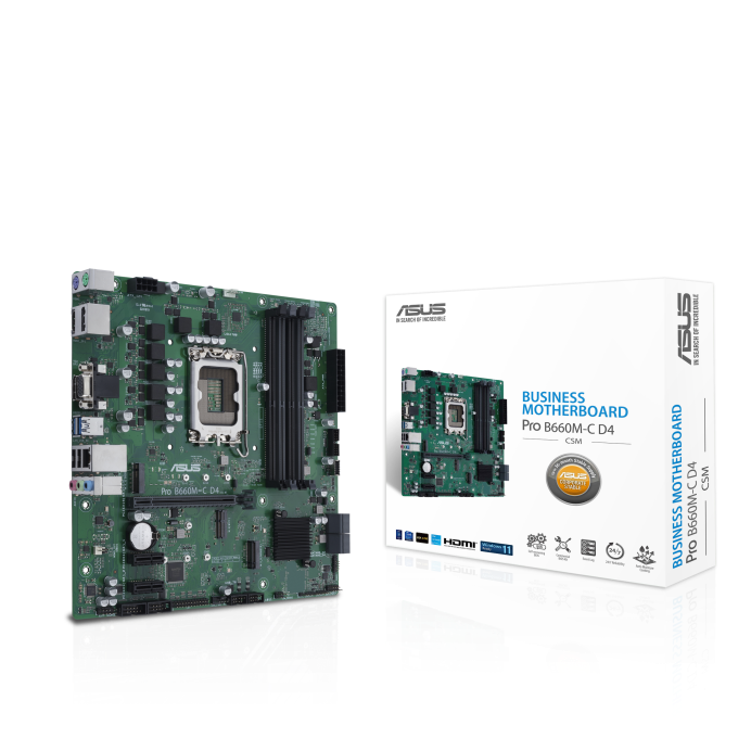 TARJETA MADRE ASUS (PRO B660M-C D4-CSM)SOCKET 1700 12A,4*DDR4,HDMI,2*DP,VGA,PCI-E 4.0,MICRO ATX
